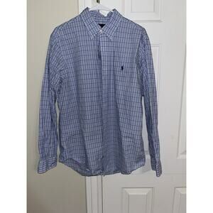 Ralph Lauren Polo Men's Classic Fit Button Down Long Sleeve Blue Check Shirt L